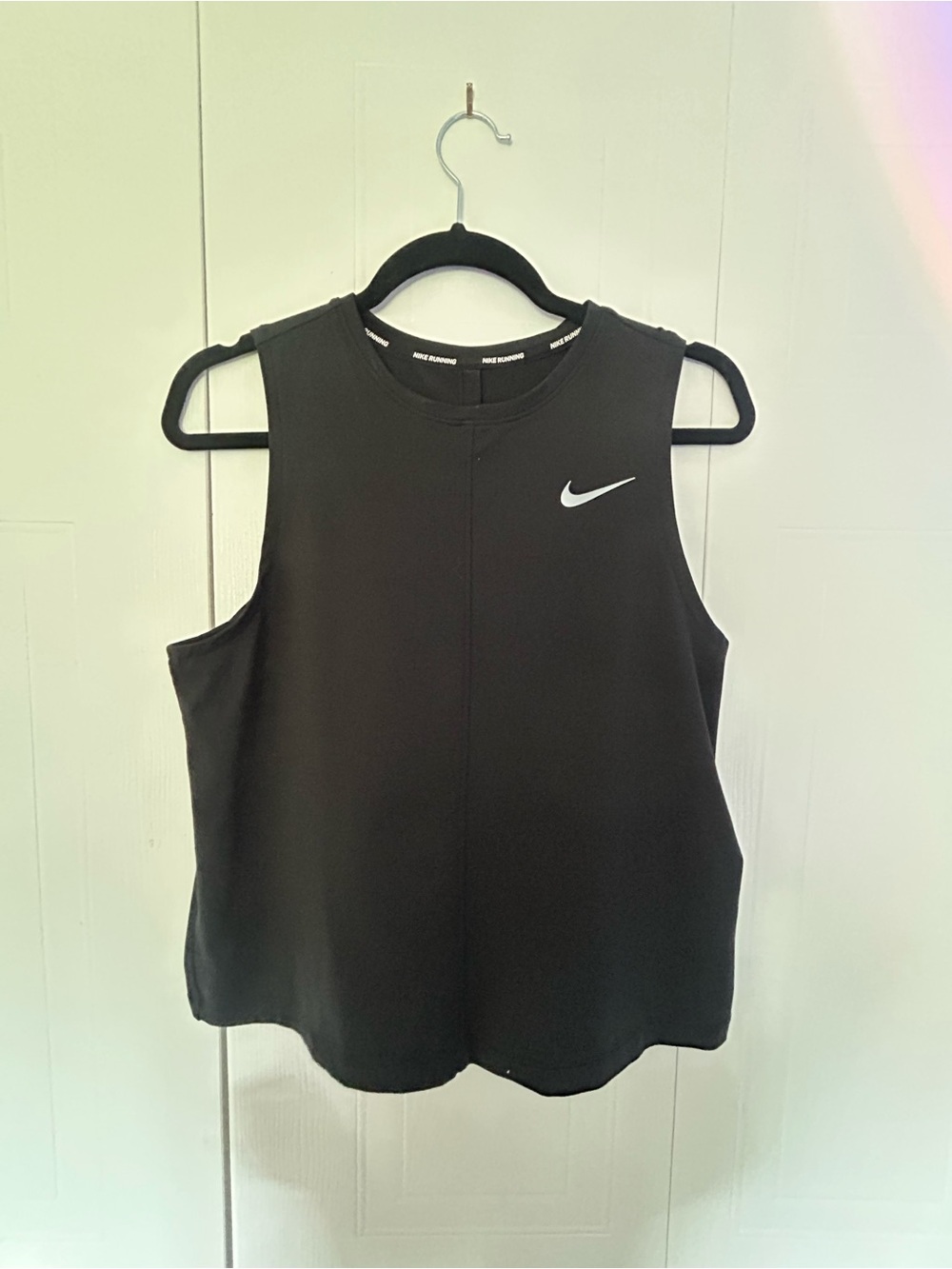 Nike Black Sleeveless Muscle Tank with White Swoosh